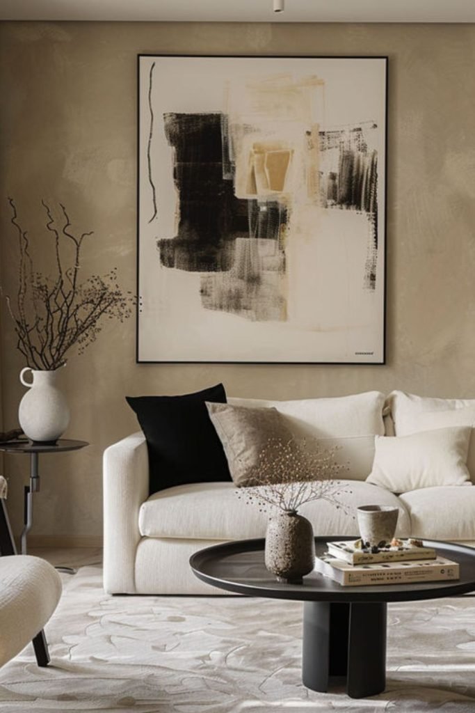 Beige Walls Black Shelving