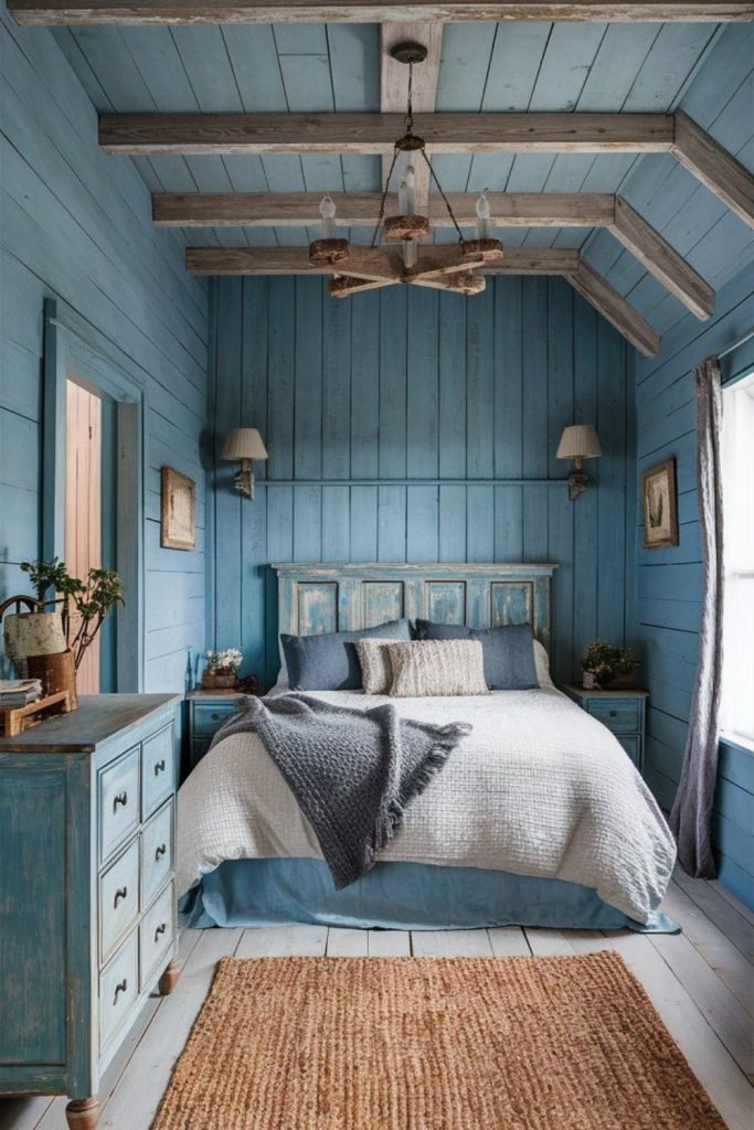 Blue Farmhouse Bedroom
