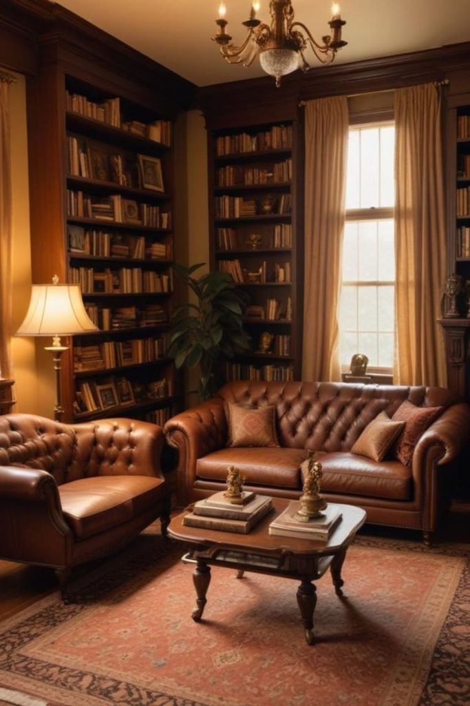 Brown Leather Reading Nook