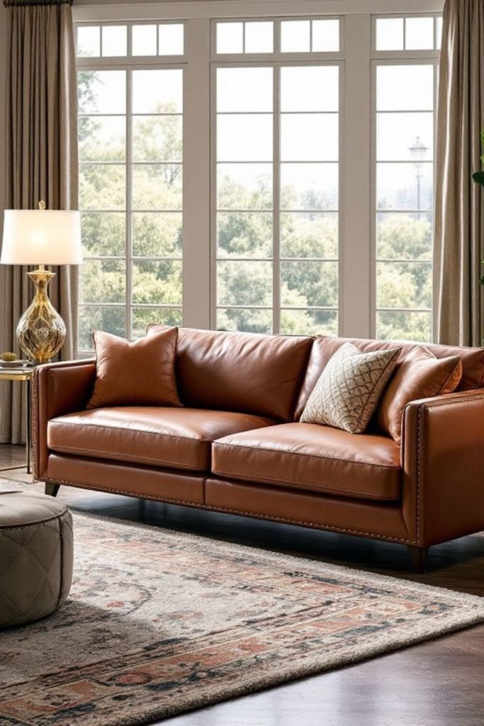 Brown Leather Window Seating