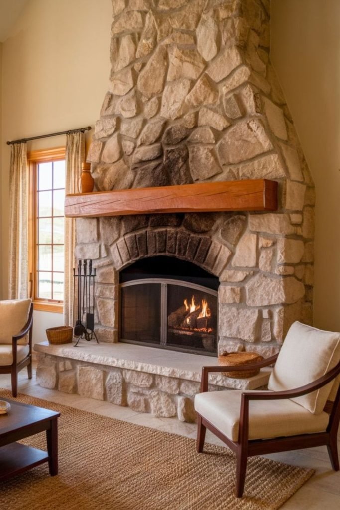 Classic Stone Fireplace