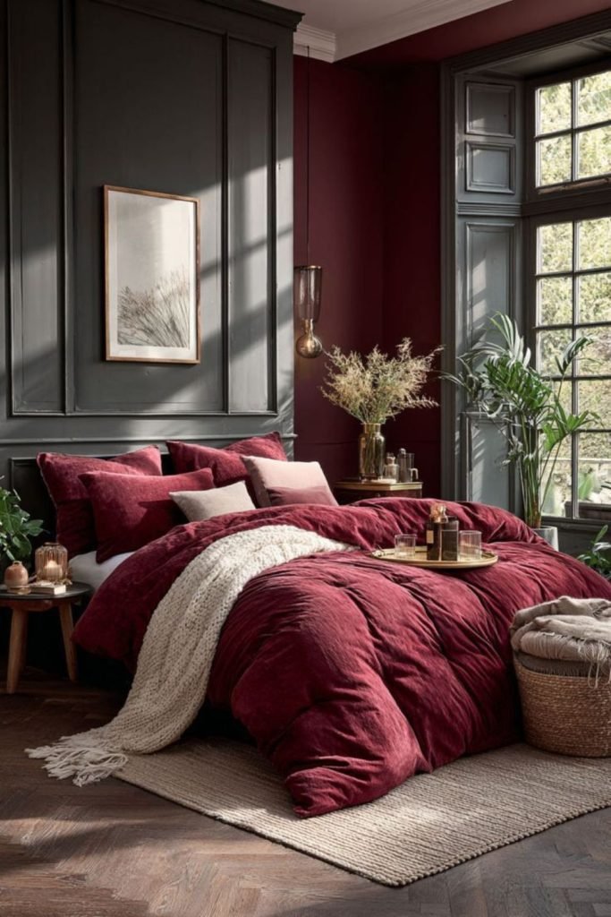 Dark Burgundy Bedroom