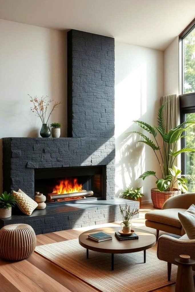 Dark Fireplace Room