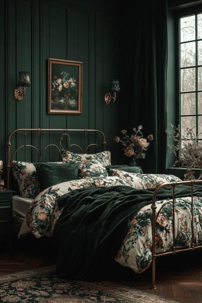 Dark Floral Bedroom