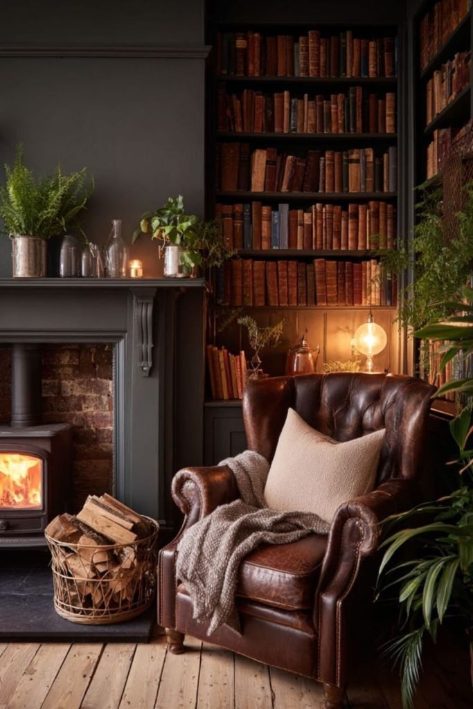 Fireplace Office Setup