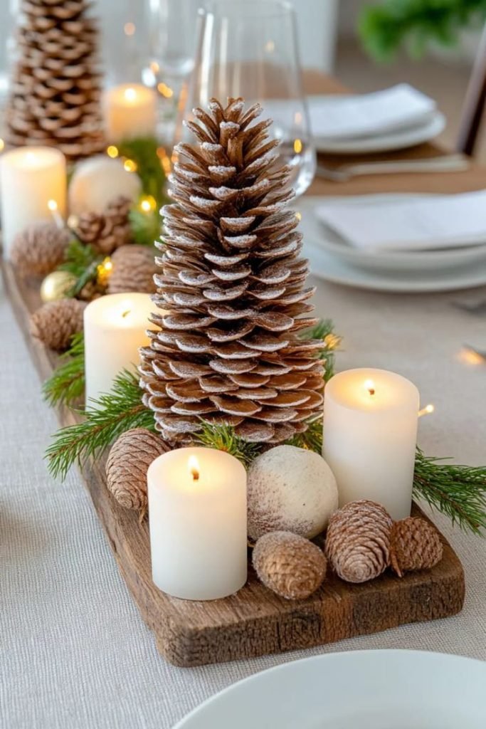 Glittered Pine Centerpieces