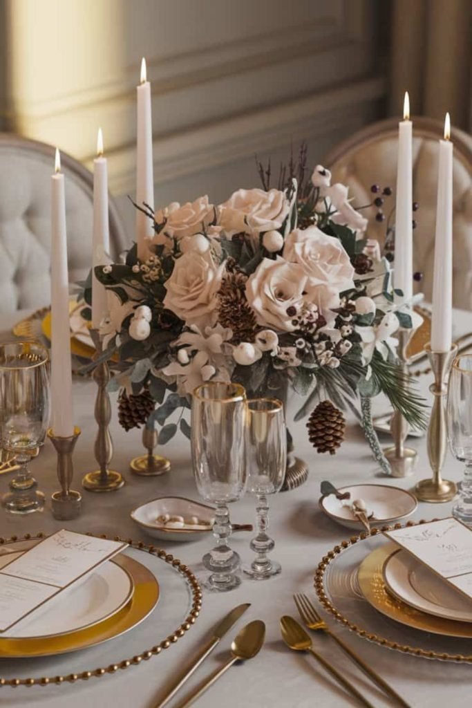Gold Beige Tablescape