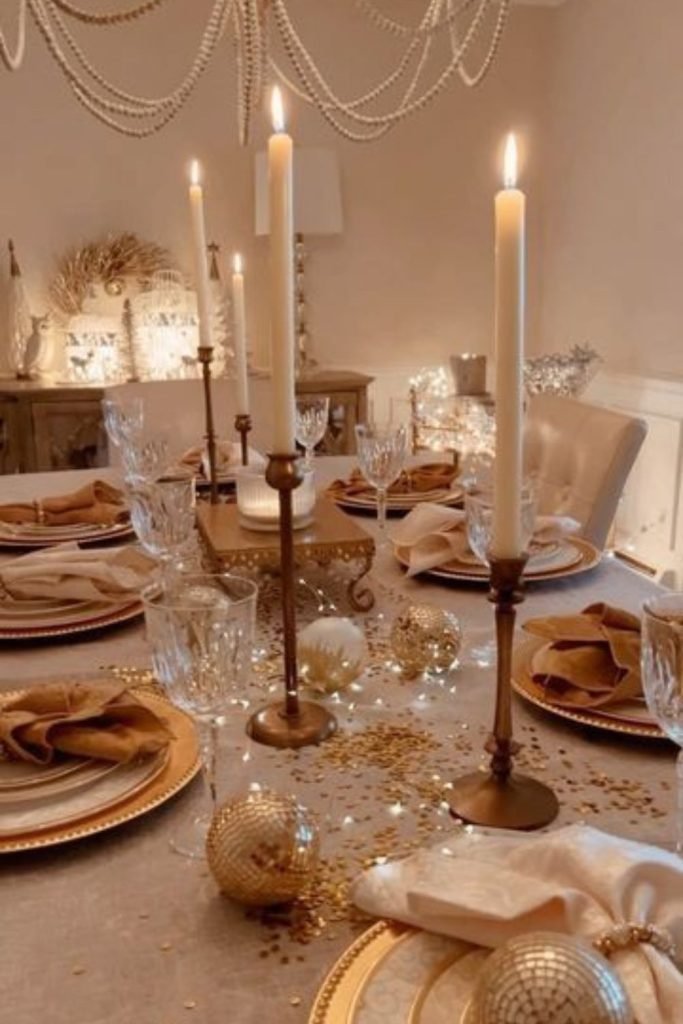 Gold Evergreen Tablescape