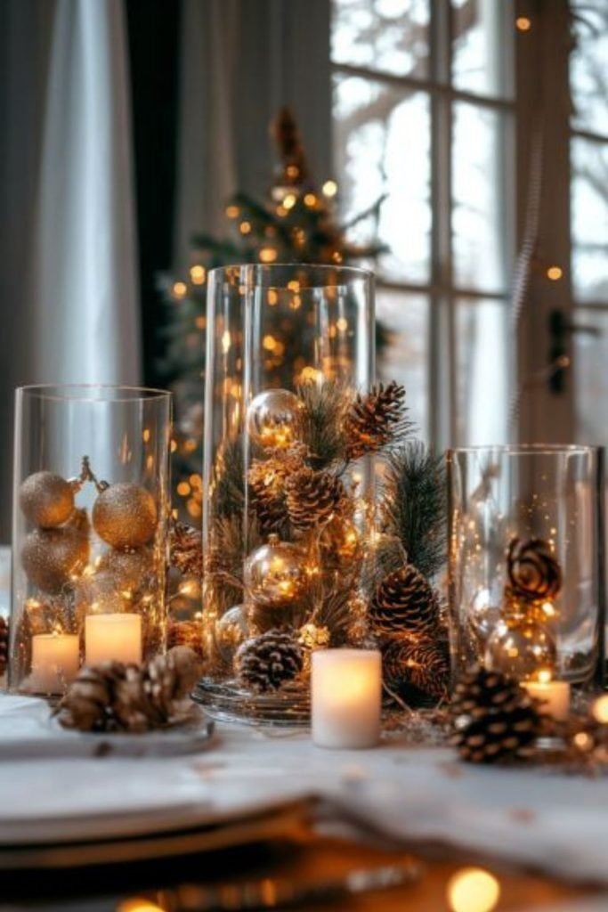 Golden Pinecone Centerpiece