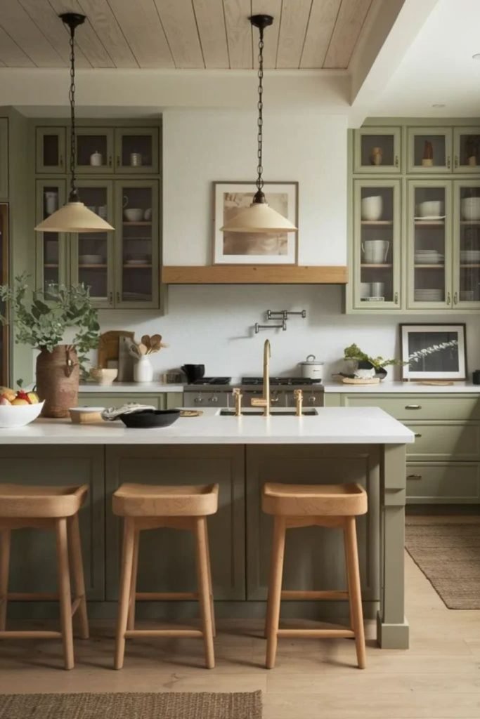 Green Farmhouse Cabinets