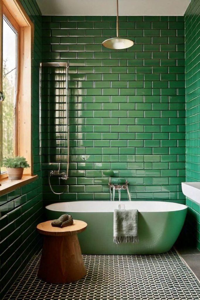 Green Tile Bathroom