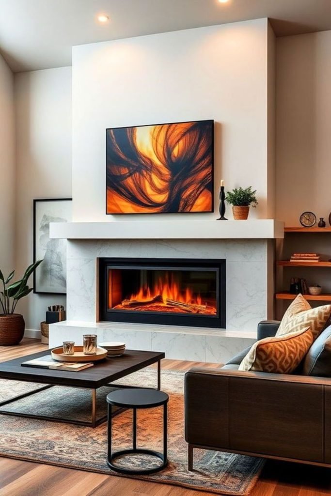 High Ceiling Fireplace