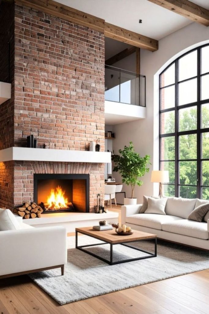 Industrial Brick Fireplace
