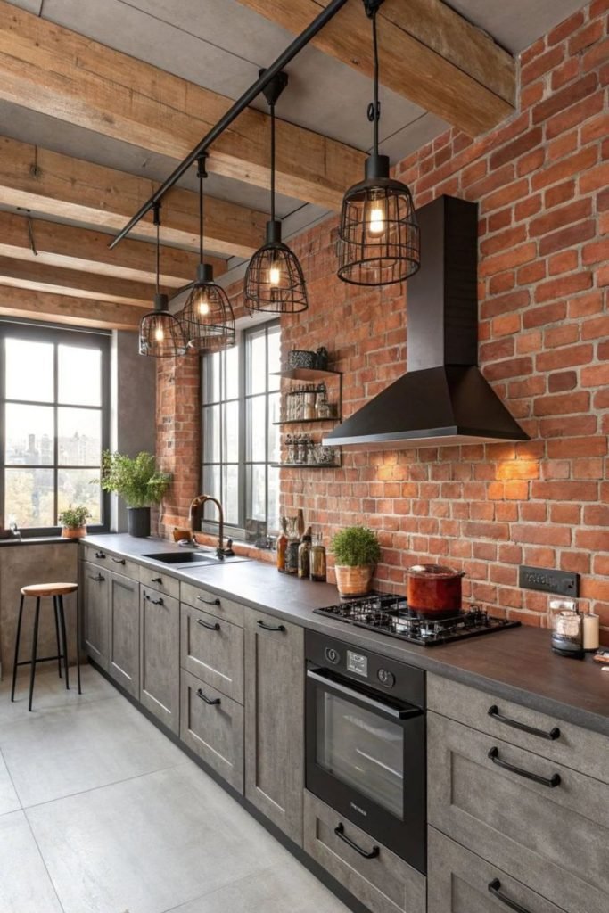 Industrial Brick Kitchen