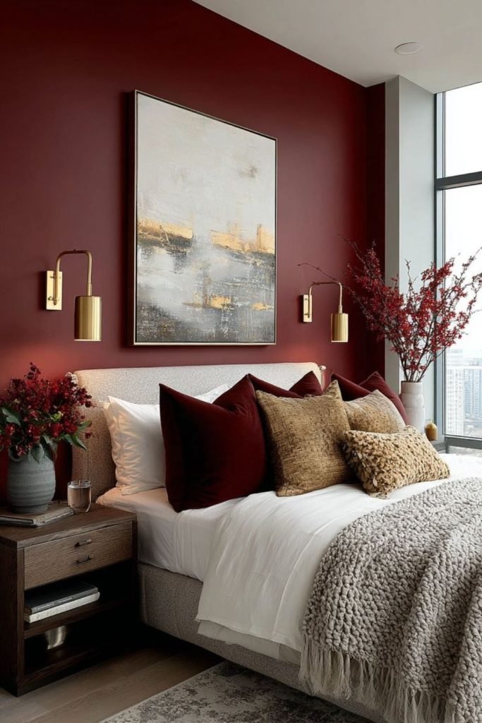 Maroon Burgundy Living Room