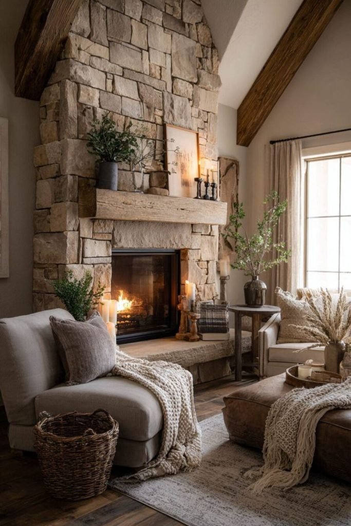 Natural Fireplace Decor