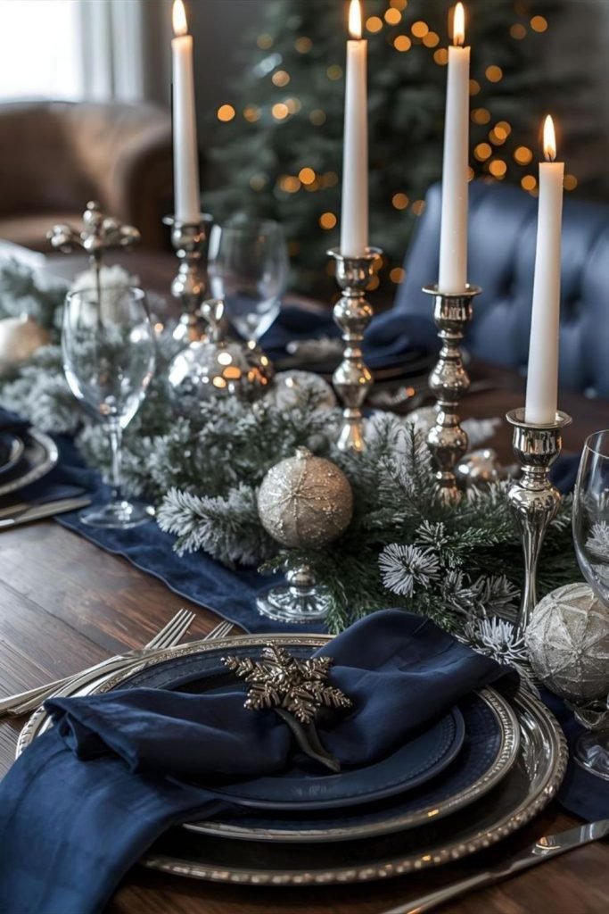Navy Velvet Tablescape