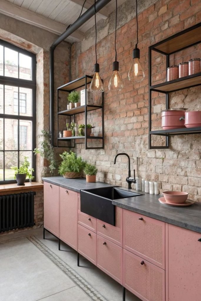 Pink Industrial Kitchen