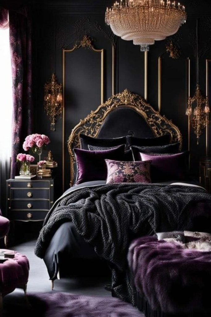 Purple Charcoal Bedroom