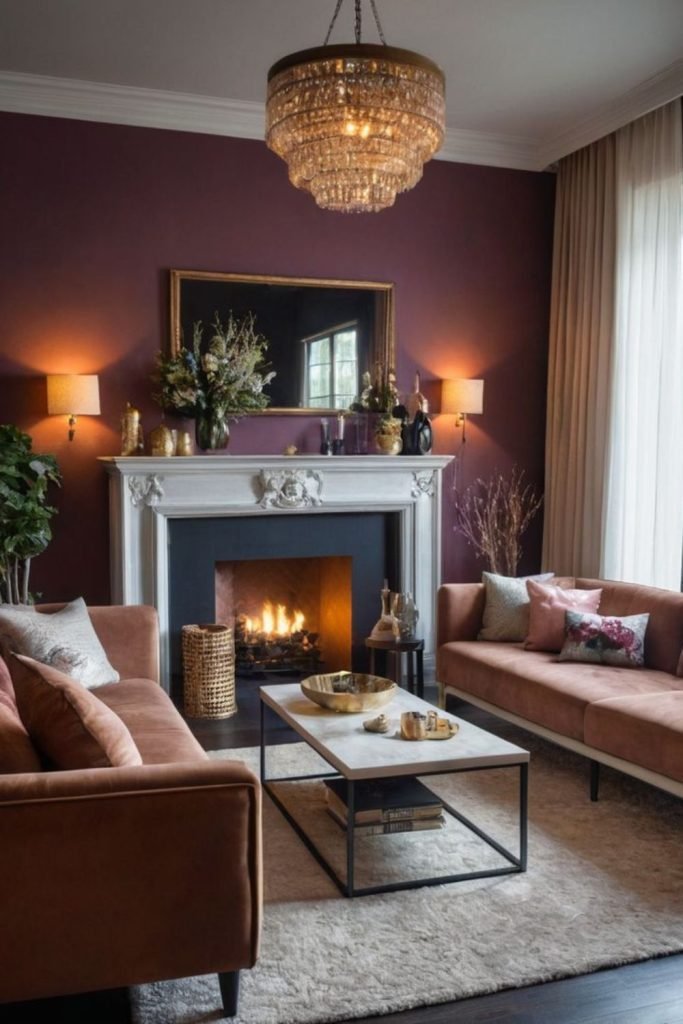 Rustic Burgundy Fireplace