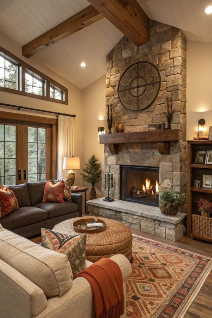 Stone Fireplace Living