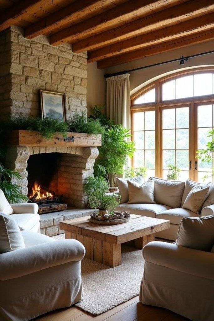 Stone Fireplace Seating