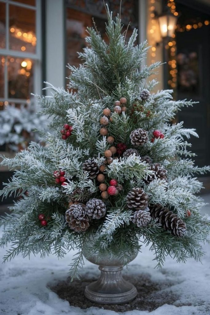 Stone Urn Evergreens