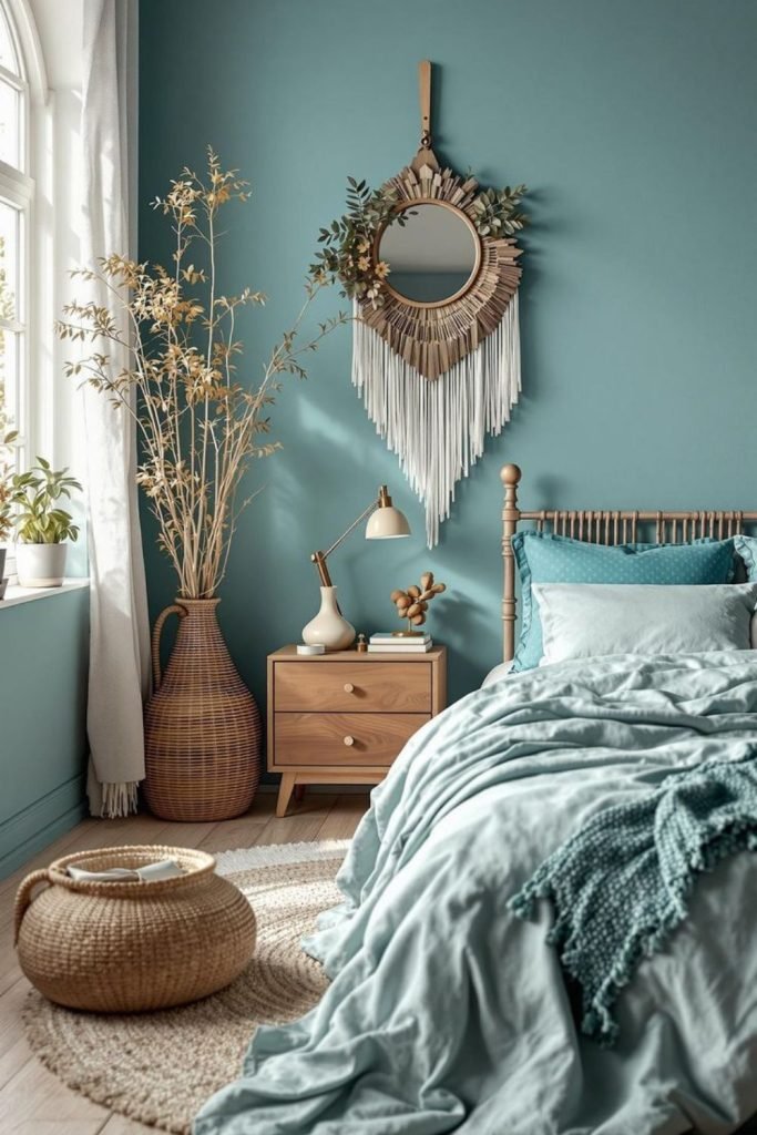 Teal Farmhouse Bedroom