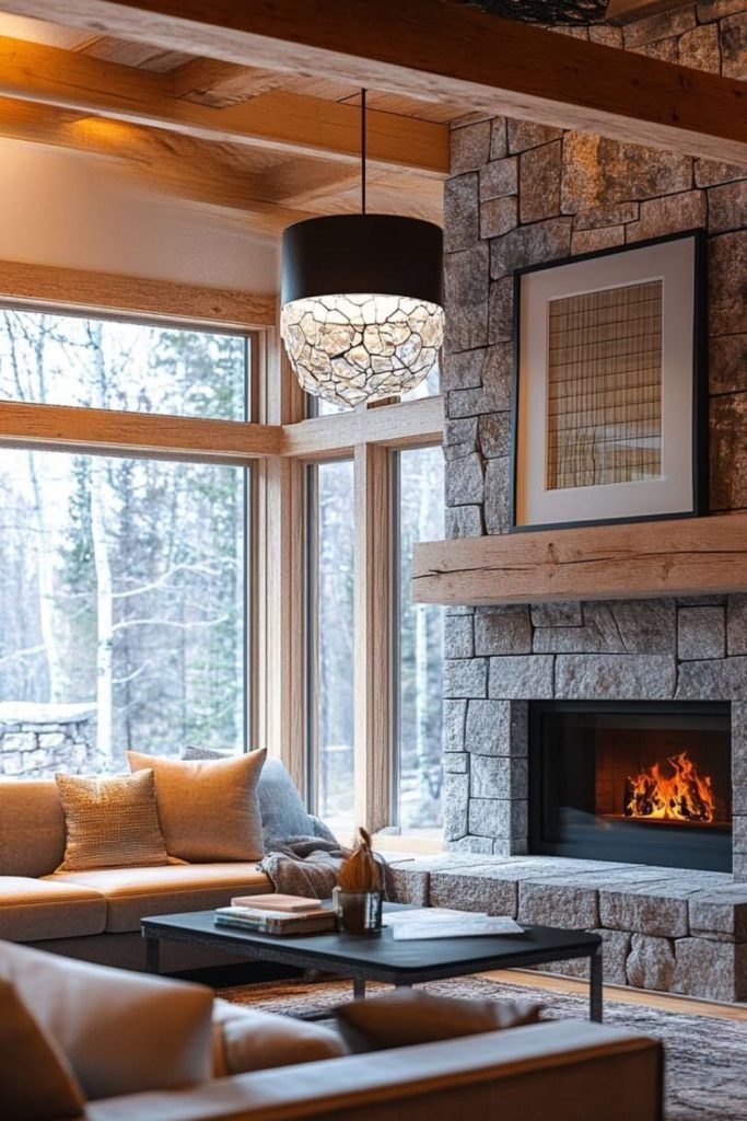 Timber Beam Fireplace