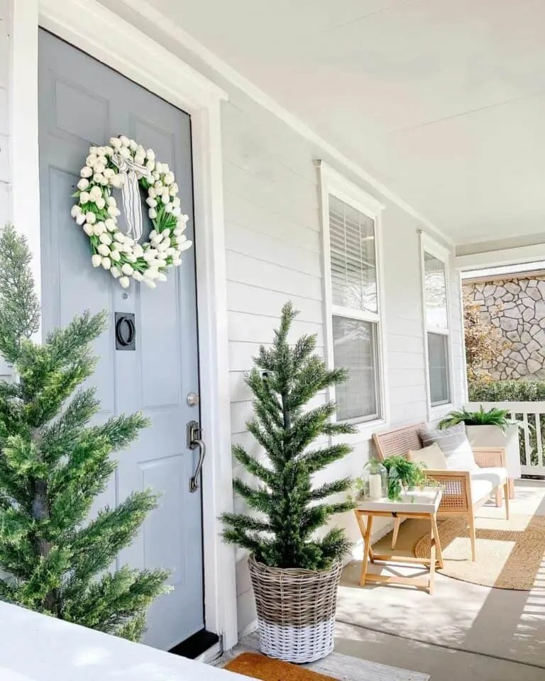 Blue Door White Wreath
