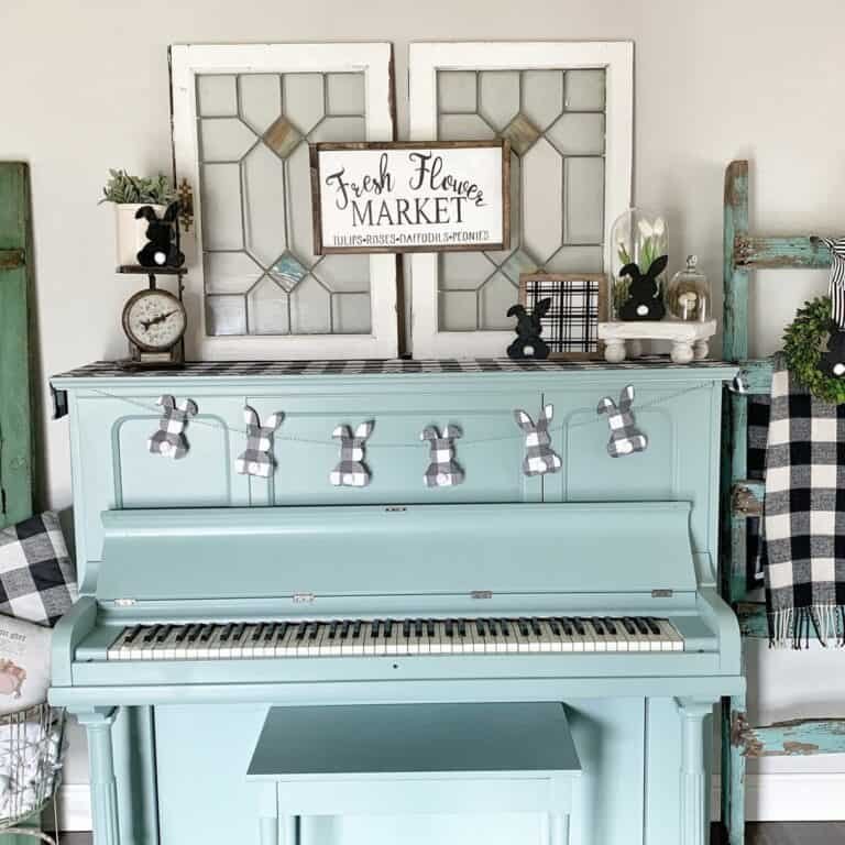 Blue Piano Bunny Display