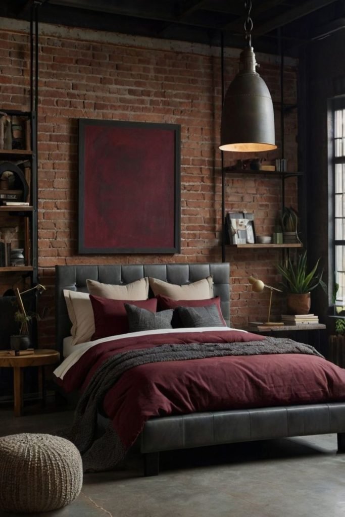 Burgundy Industrial Bedroom