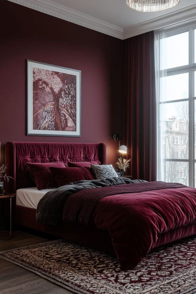Burgundy Minimalist Bedroom
