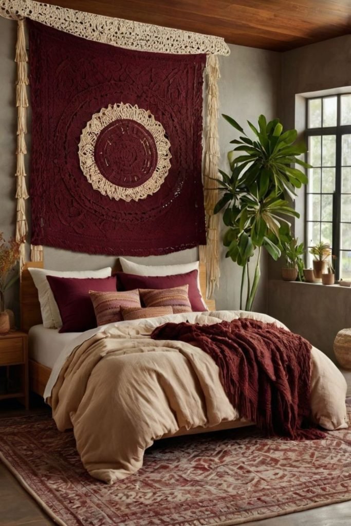 Burgundy Scandinavian Bedroom