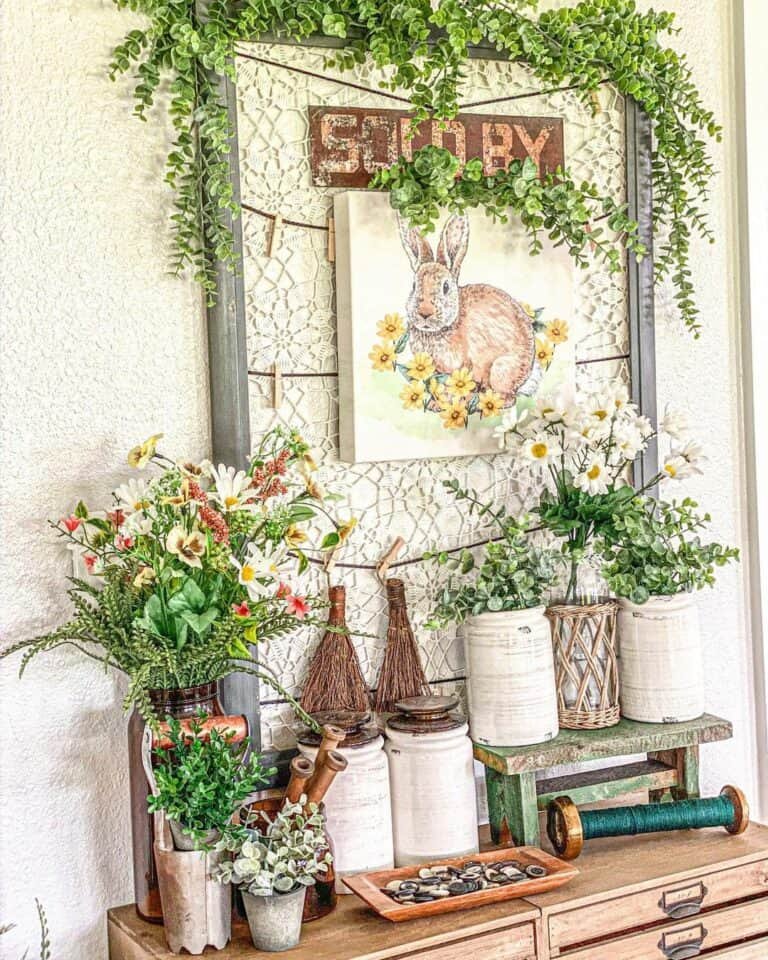 Clothespin Greenery Display