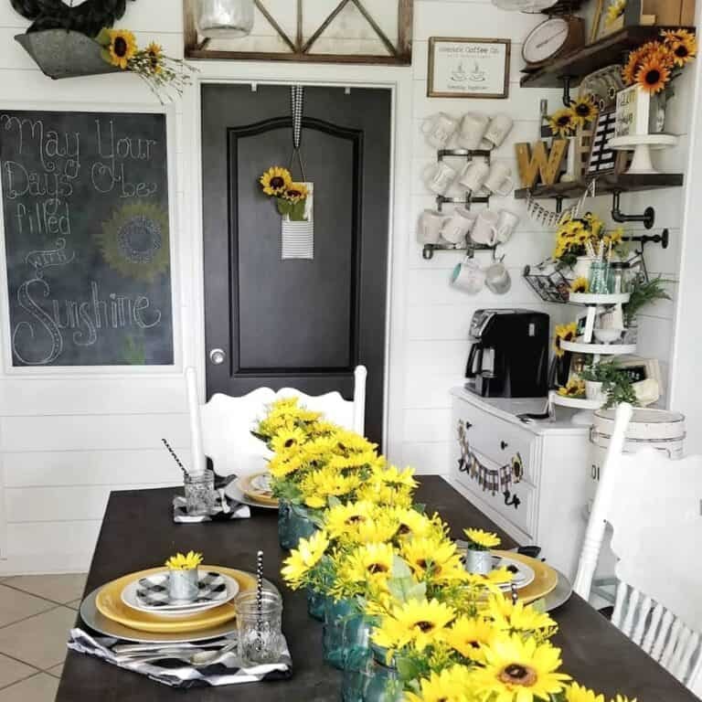 Dark Table Sunflowers