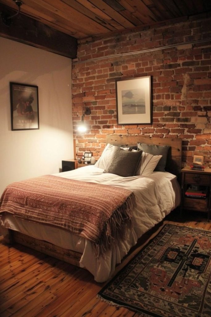 Exposed Brick Bedroom