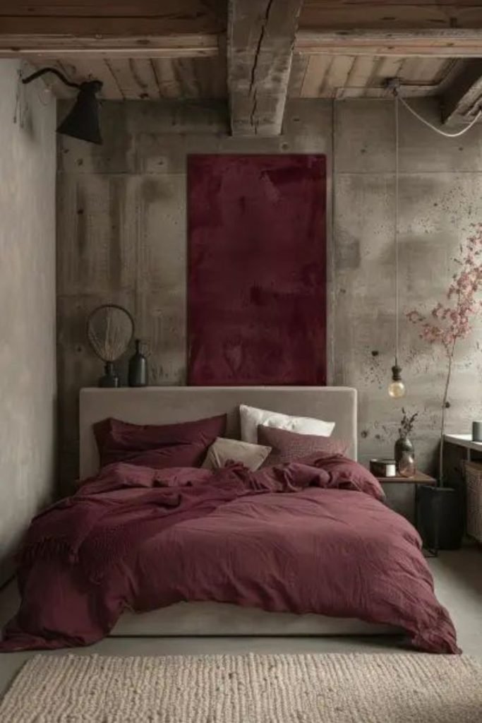 Maroon Minimalist Bedroom