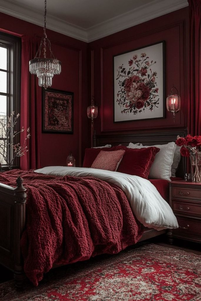 Minimal Maroon Bedroom