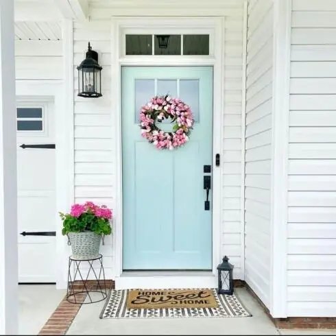 Mint Door Pink Wreath