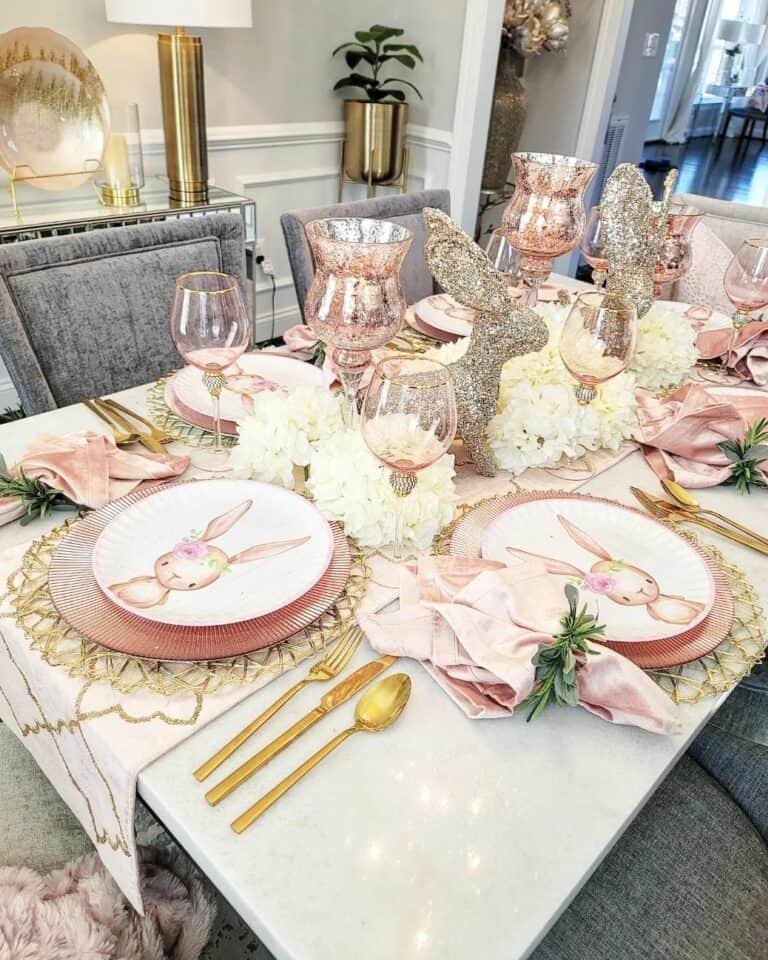 Pink Gold Table Setting