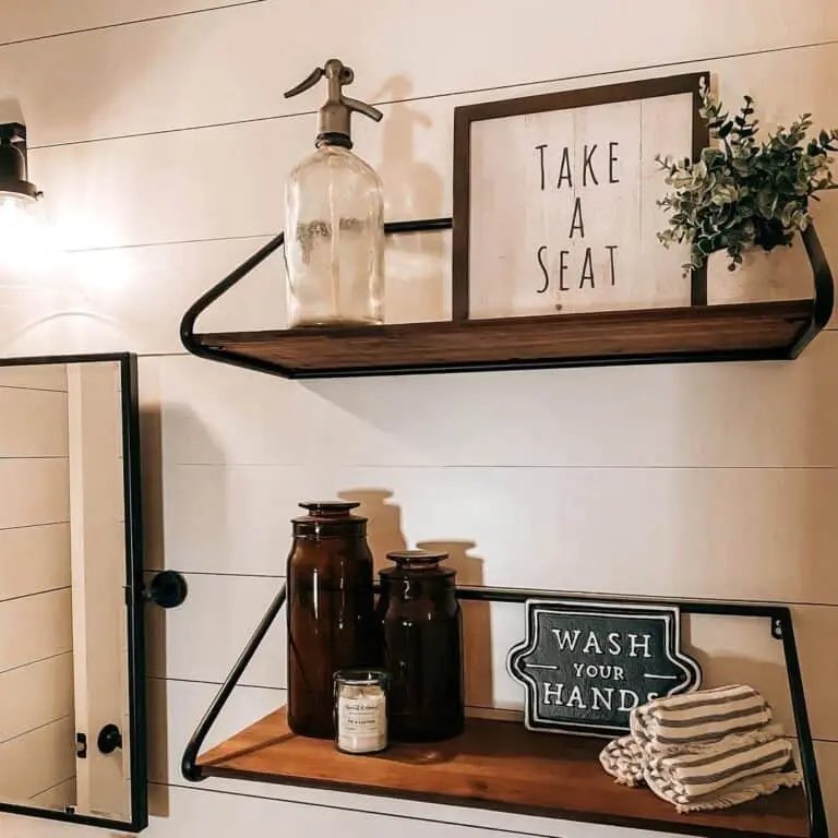 Rustic Wood Bathroom Shelves