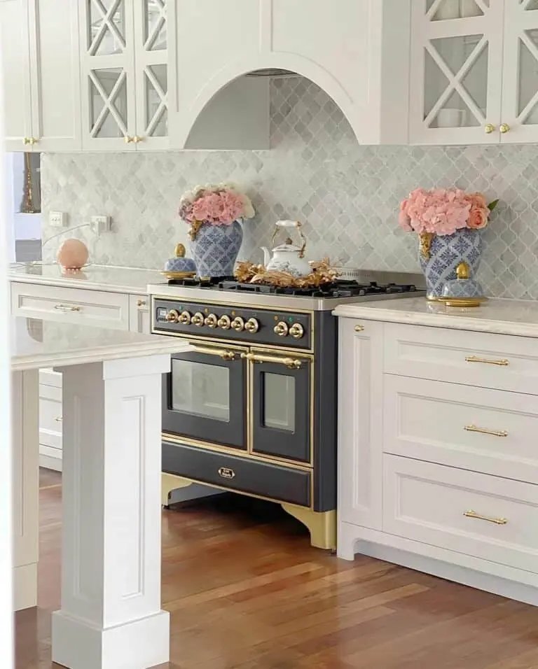 White Blue Pink Kitchen
