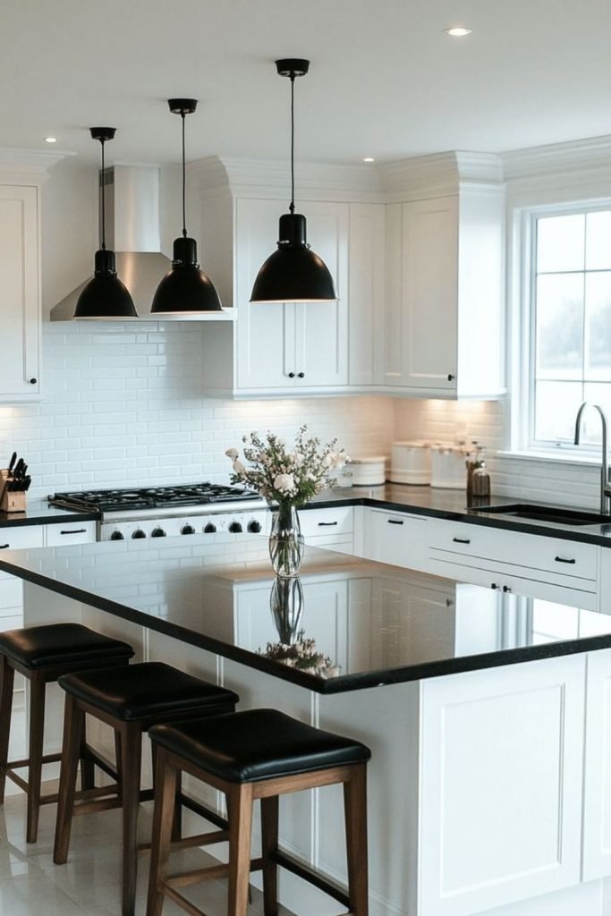 White Cabinets Black Counters