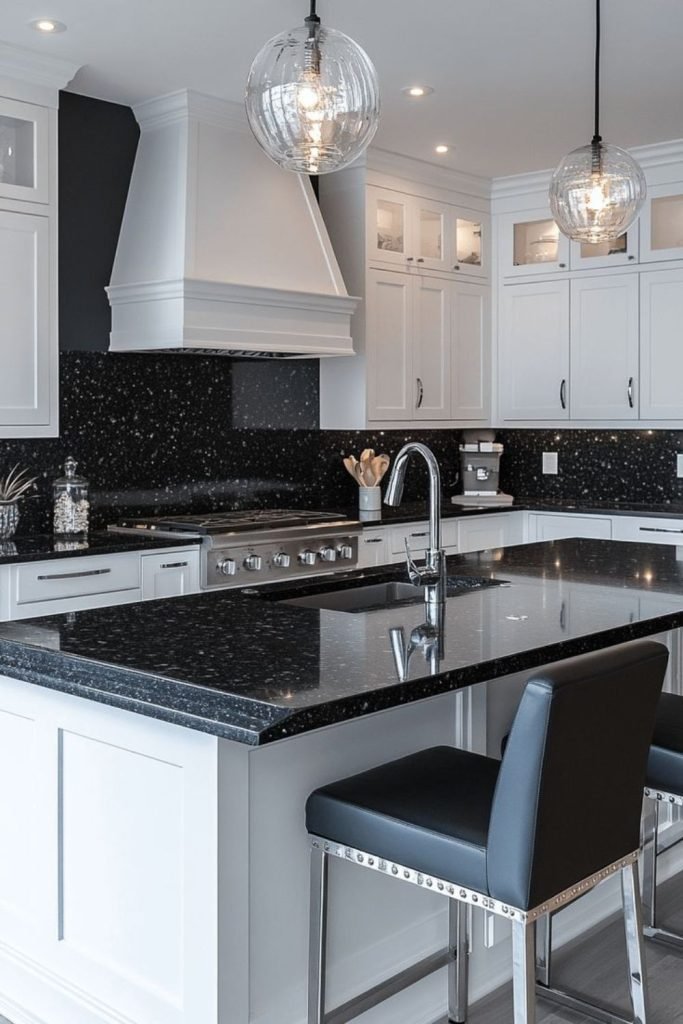 White Cabinets Black Counters
