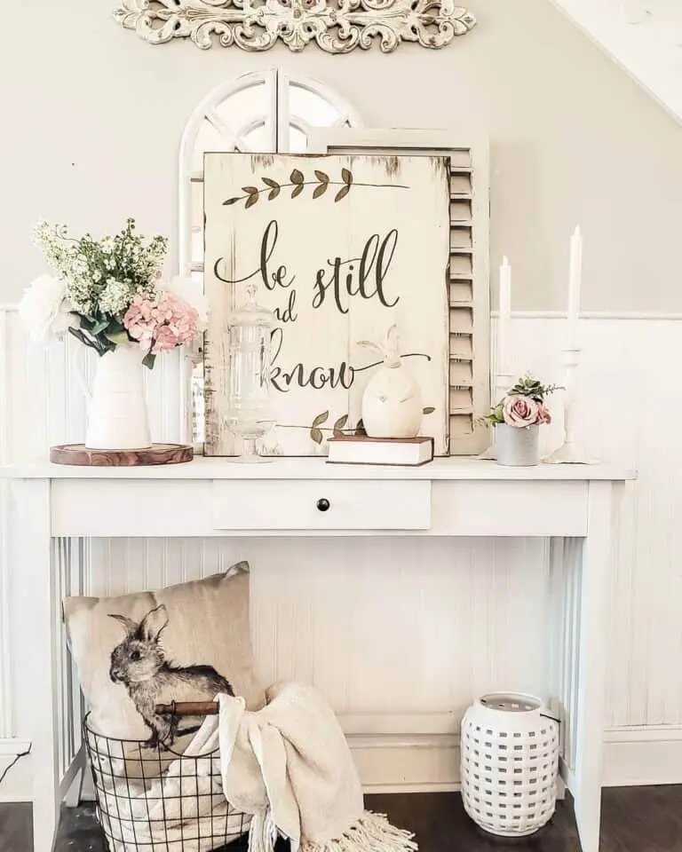 White Console Easter Display