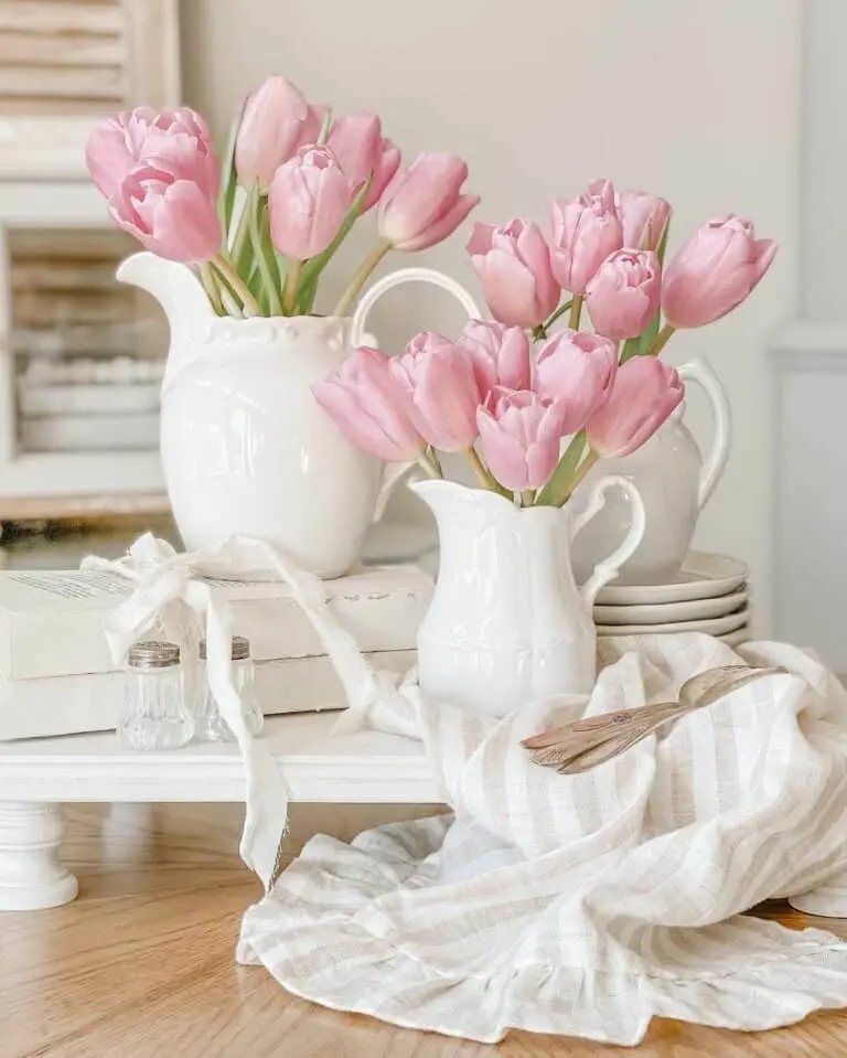White Pink Table Setting