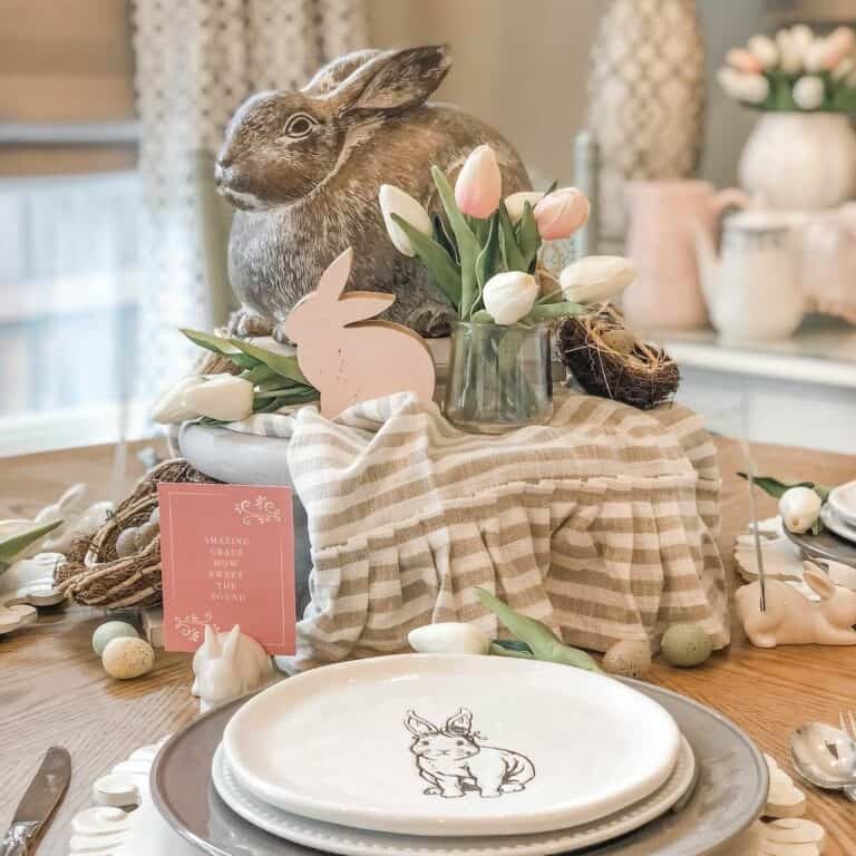 Wooden Rabbit Centerpieces