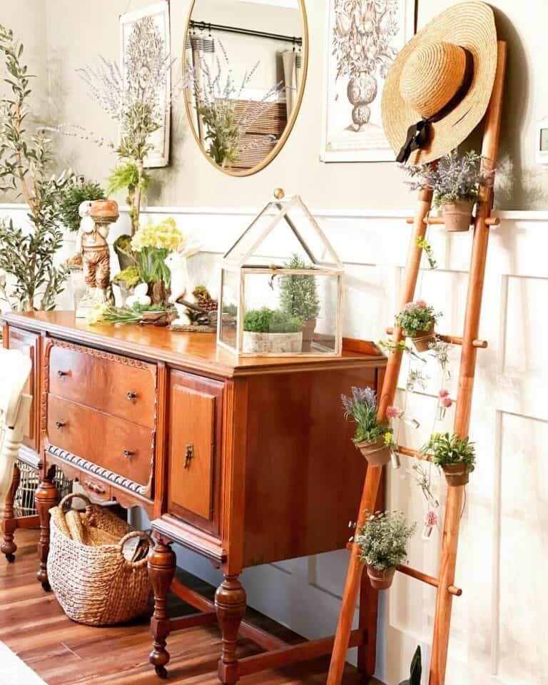 Wooden Sideboard Plants