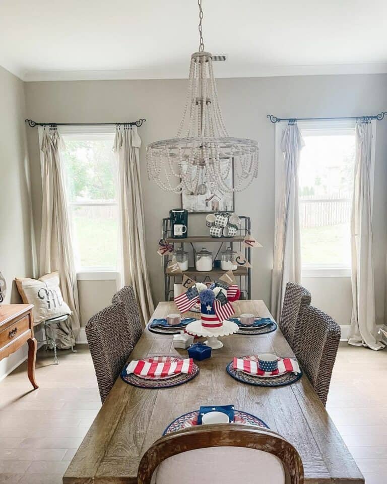 Beaded White Chandelier